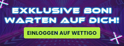 Promo Banner in Violett mit Bonus Hinweis und wettigo Login Button